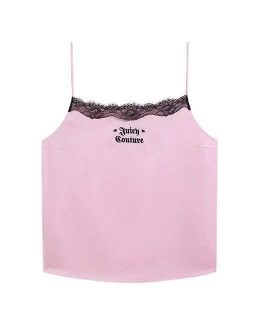 Juicy Couture Pink Lace-Trim Heart-Print Pajamas