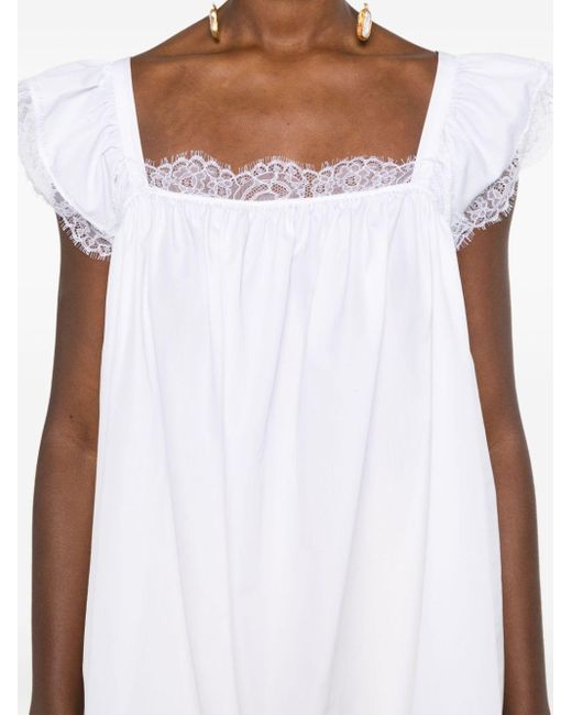 Lace-trim poplin blouse di Giambattista Valli in White