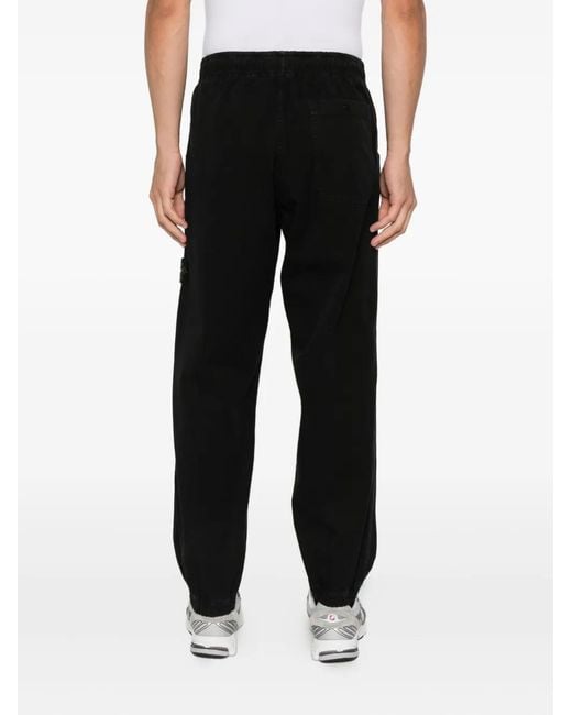 Stone Island Black Logo-Patch Track Pants for men