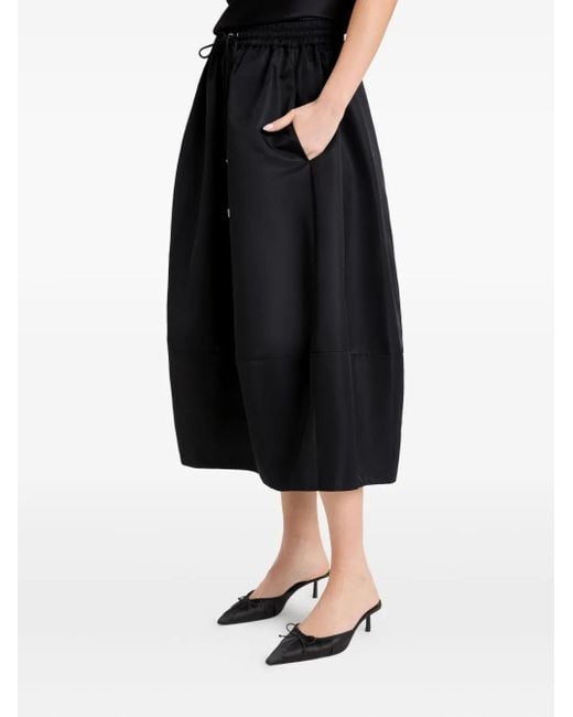 Cinq À Sept Black Drawstring Pocket Midi A-Line Skirt