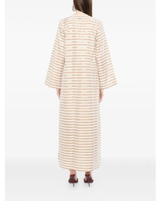 Bambah White Striped Maxi Dress