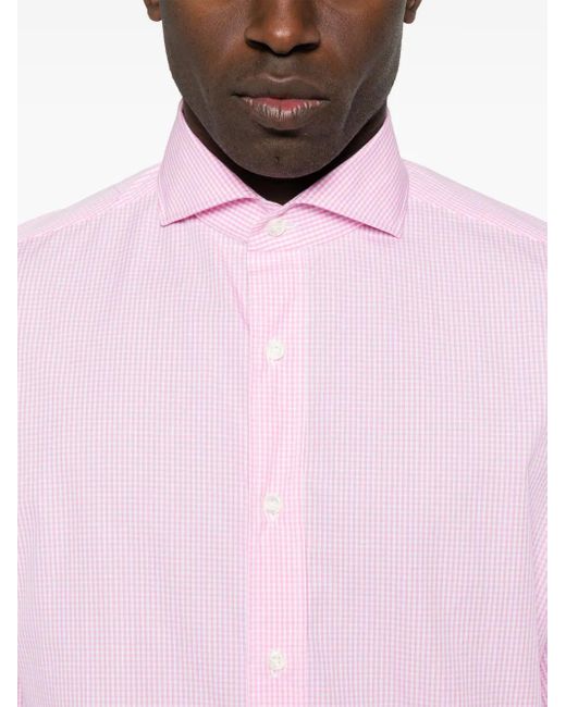 Camisa a cuadros gingham Luigi Borrelli Napoli de hombre de color Pink