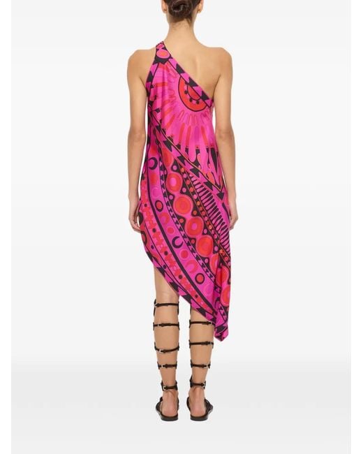 Emilio Pucci Pink Soleil-Print One-Shoulder Dress