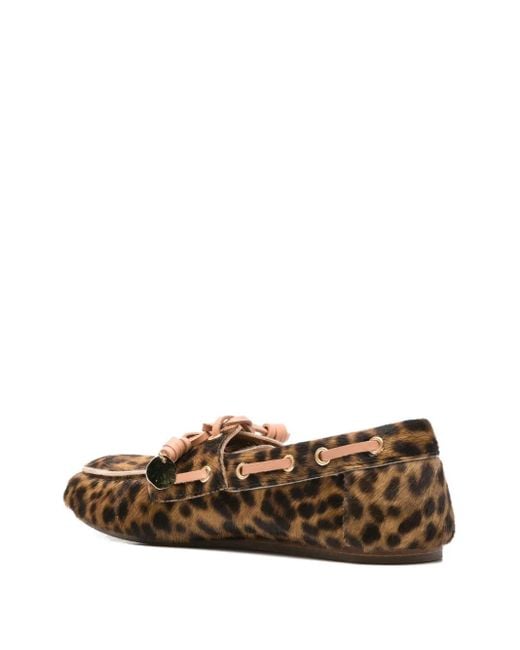 Ancient Greek Sandals Brown Pliaria Leopard-Print Boat Shoes