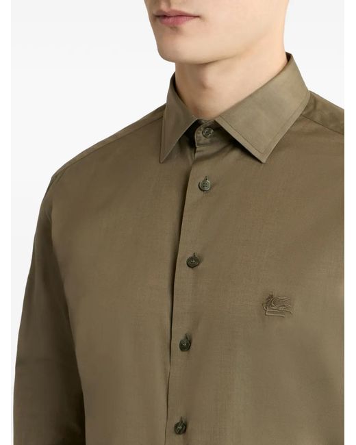 Etro Green Chemise À Logo Pegaso Brodé for men
