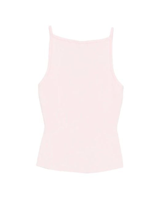 Maje Pink High Straight-Neck Top