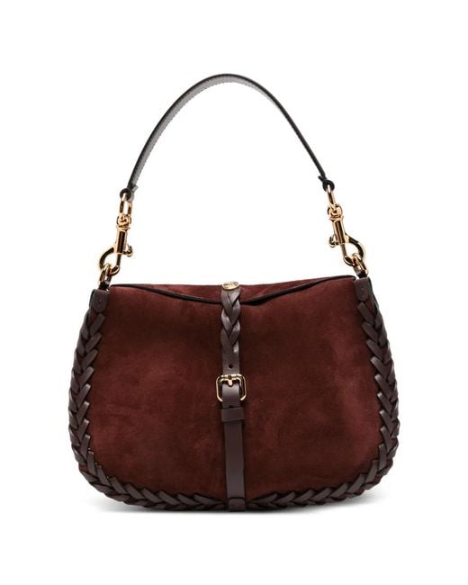 Etro Brown Sac Porté Épaule À Design Tressé En Daim