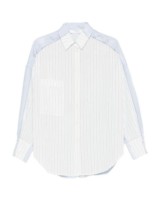 Tela White Pinstripe Panelled Shirt