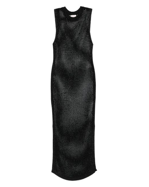 Mc2 Saint Barth Black Eileen Open-Knit Maxi Dress