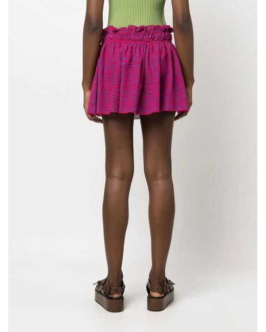 Ganni Purple Broderie Anglaise Organic Cotton Miniskirt