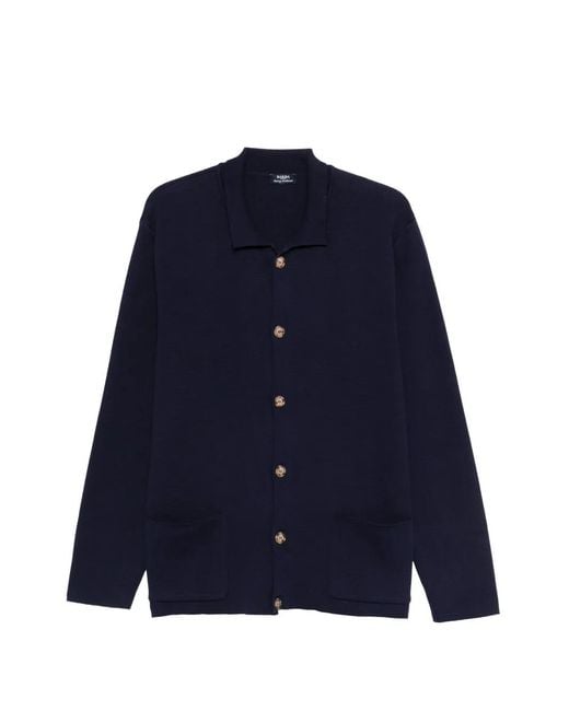 Barba Napoli Blue Cardigan À Poche Plaquée for men