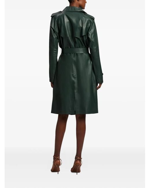Ralph Lauren Green Leather Trench Coat