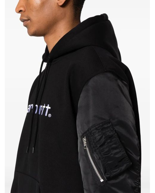 Junya Watanabe Black X Carhartt Wip Logo Embroidered Hoodie for men