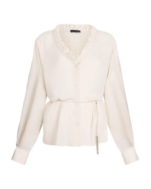 Liu Jo White Better Ruffled Georgette Shirt