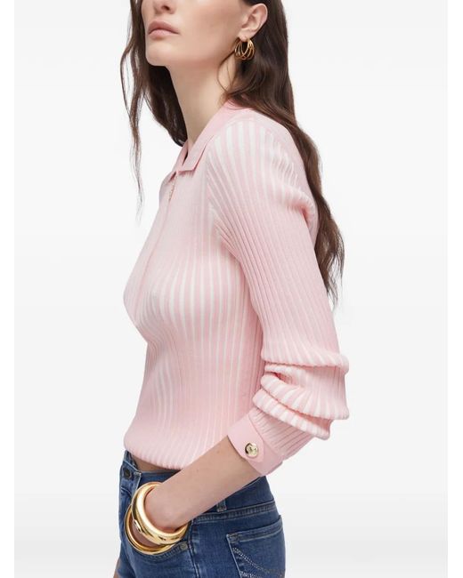 Liu Jo Pink Ribbed Henley Jumper