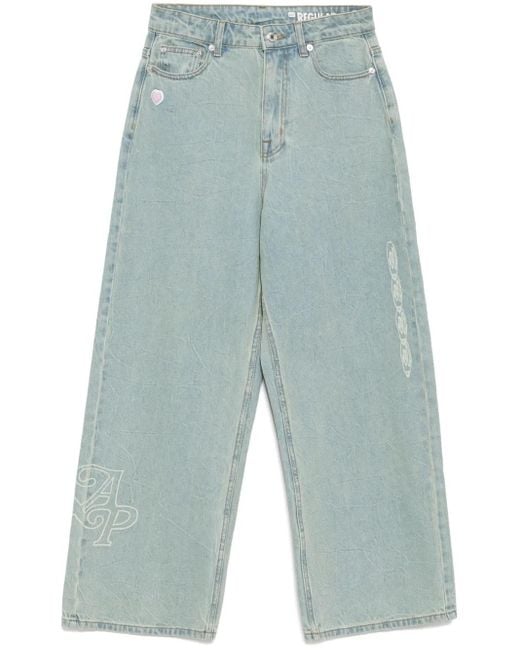 A Bathing Ape Blue Logo-Patch Jeans