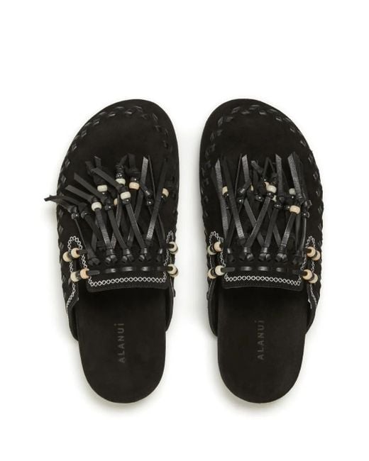 Alanui Black The Journey Suede Mules for men