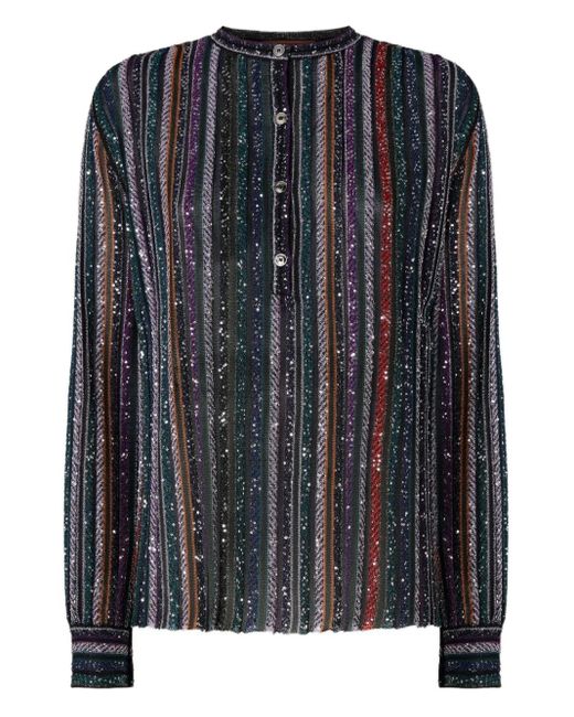 Missoni スパンコールストライプ ブラウス Black