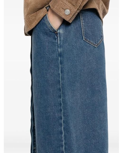 SPORT b. by agnès b. Blue Logo-Embroidered Denim Skirt