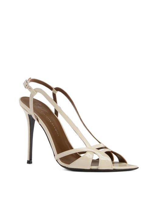 Giuseppe Zanotti White Intriigo Zoe Geometric-Pattern Buckle Leather Sandals