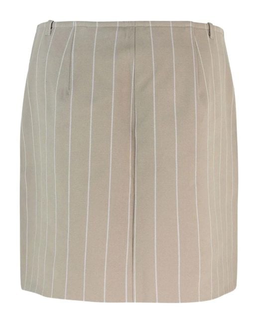 Samsøe & Samsøe Gray Pinstripe Button-Detail Mini Straight Skirt