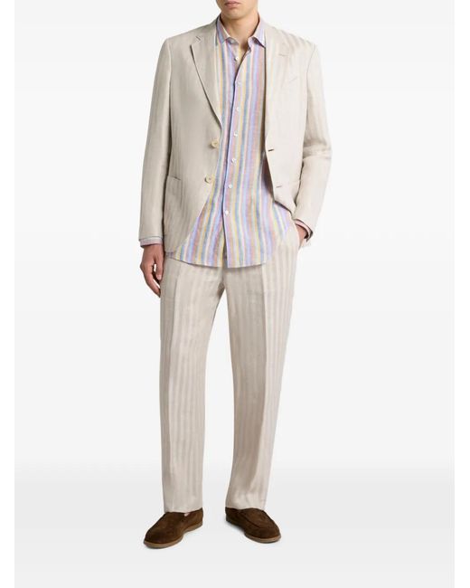 Etro Natural Striped Single-Breasted Jacket for men