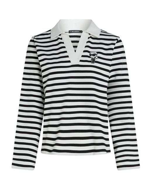 Karl Lagerfeld ストライプ ポロシャツ White