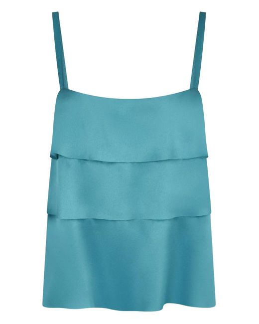 Alberta Ferretti Blue Satin Tank Top