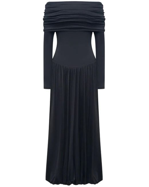12 STOREEZ オフショルダーマキシドレス Black