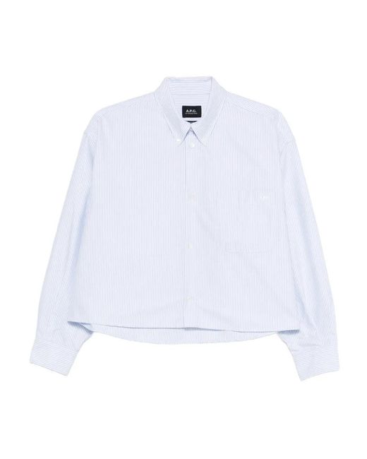A.P.C. Sophia Gestreepte Blouse in het White