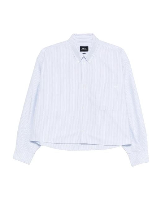A.P.C. White A. P.C. Mini Striped Front Pocket Shirt