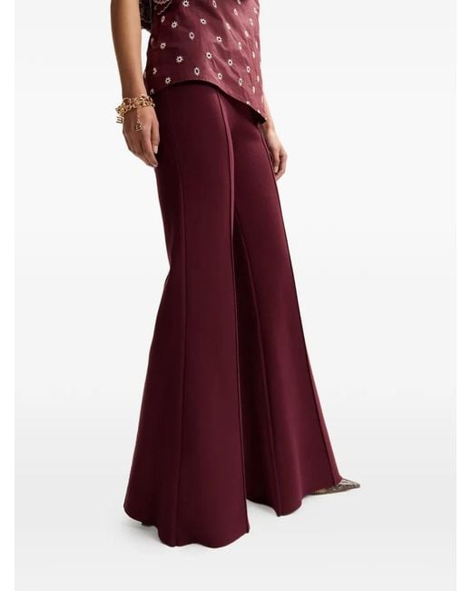 Essentiel Antwerp Purple Pressed-Crease Flared Knitted Trousers