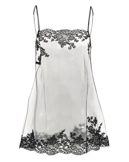 Carine Gilson Gray Silk Babydoll Slip Dress