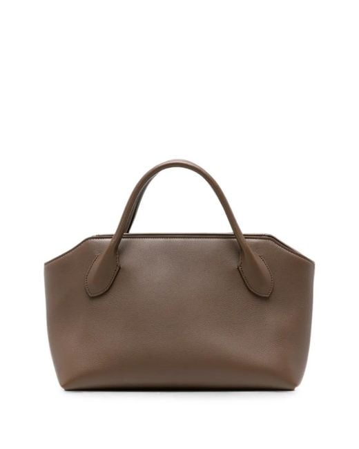 The Row Brown Terrasse Bauletto Leather Tote Bag