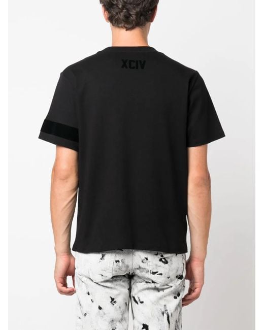 Gcds Black Cotton T-shirt With Logo Print for men