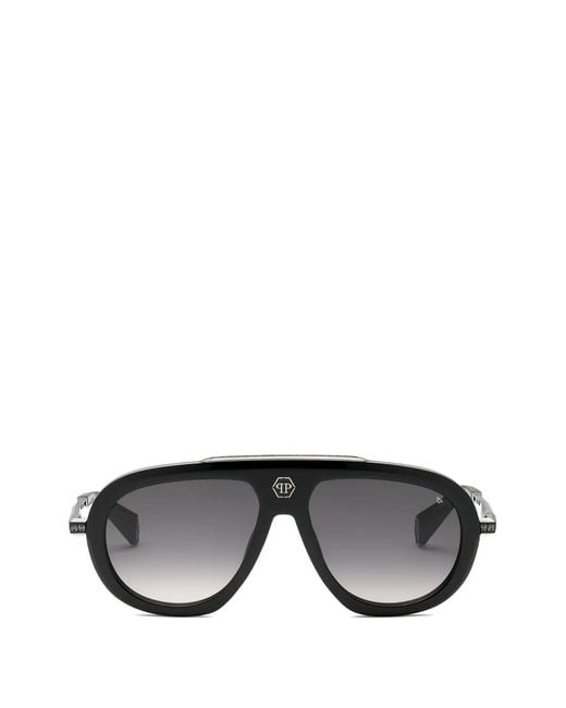 Philipp Plein Black Pilot-Frame Sunglasses for men