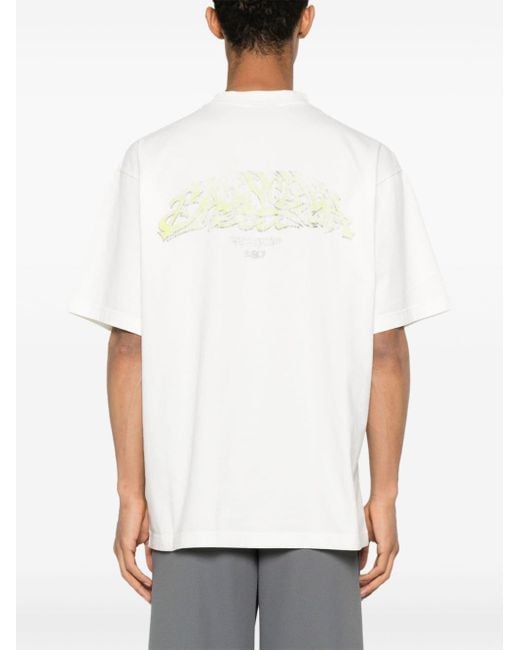T-shirt en coton à logo imprimé Balenciaga en coloris White