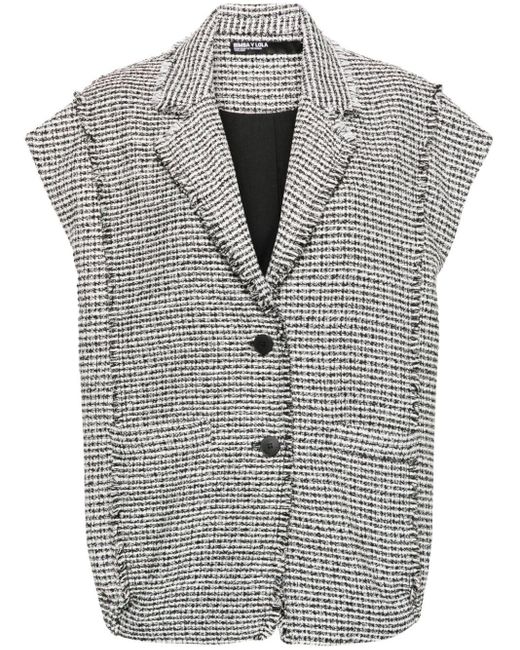 Bimba Y Lola Gray Frayed-detail Tweed Waistcoat