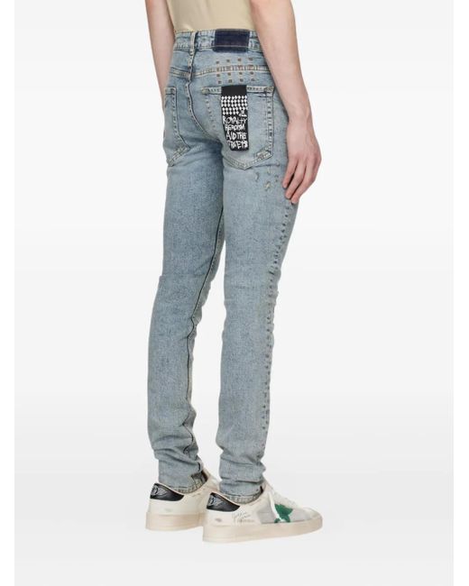 Ksubi Blue Distressed Logo-Patch Jeans for men