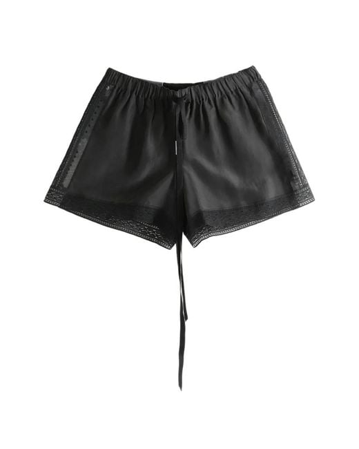 Ann Demeulemeester Black Ante Boxer Lace-Trim Drawstring Shorts