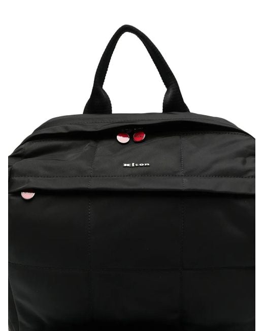 Kiton Black Quilted Backpack for men