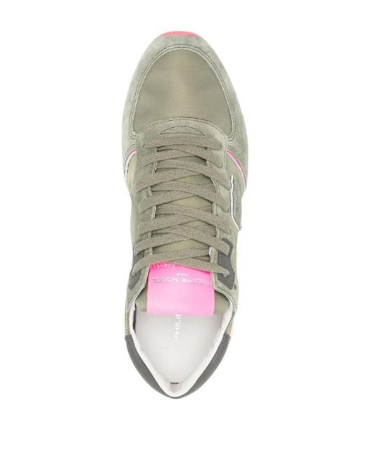 Philippe Model Gray Tropez Suede-Panelled Sneakers