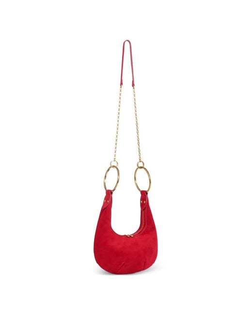 POTAMY Red Ring Detail Suede Mini Bag