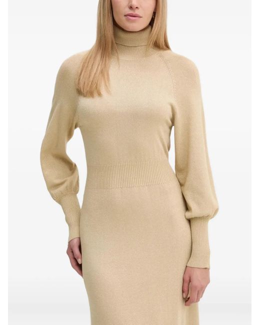 Bruuns Bazaar Natural Anemonesbbmaisy Turtleneck Long-Sleeved Midi Dress