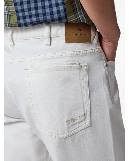 Paul Smith White Logo-Embroidered Jeans for men