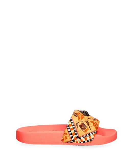 Kurt Geiger Red Quilted Eagle-Plaque Slides