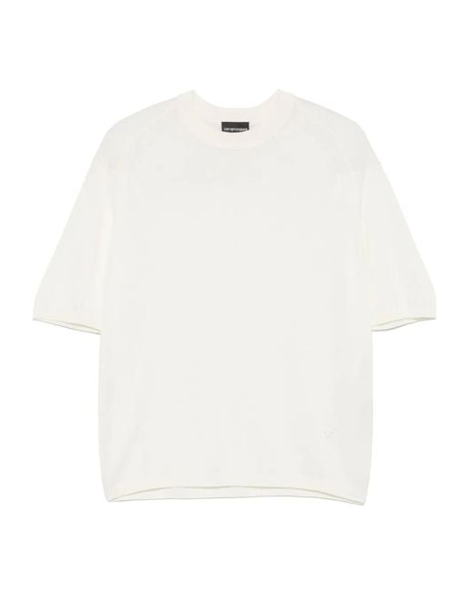 Emporio Armani White Fine-Knit T-Shirt for men