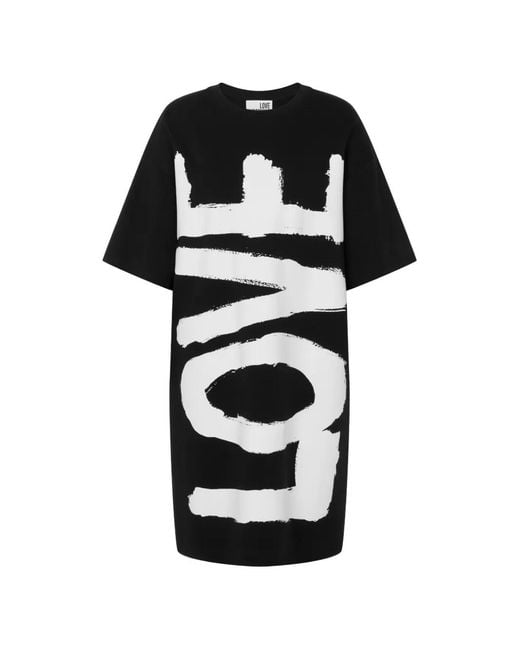 Love Moschino Black Printed Cotton Jersey Dress