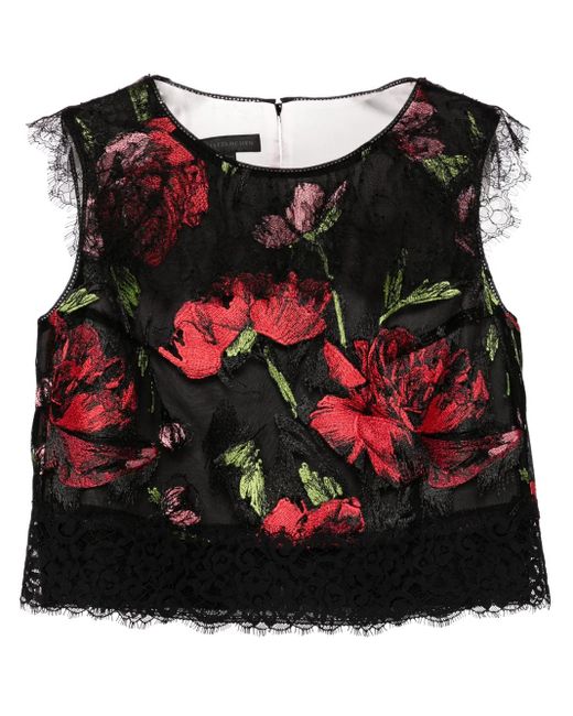 Shiatzy Chen Red Libre Collection Floral Embroidery Top