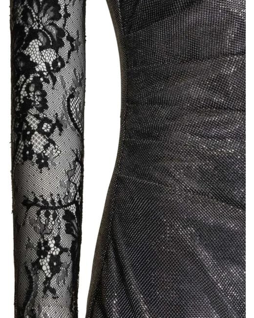 Lethicia Bronstein Gray Aruana Lace-Panelled Lurex Dress